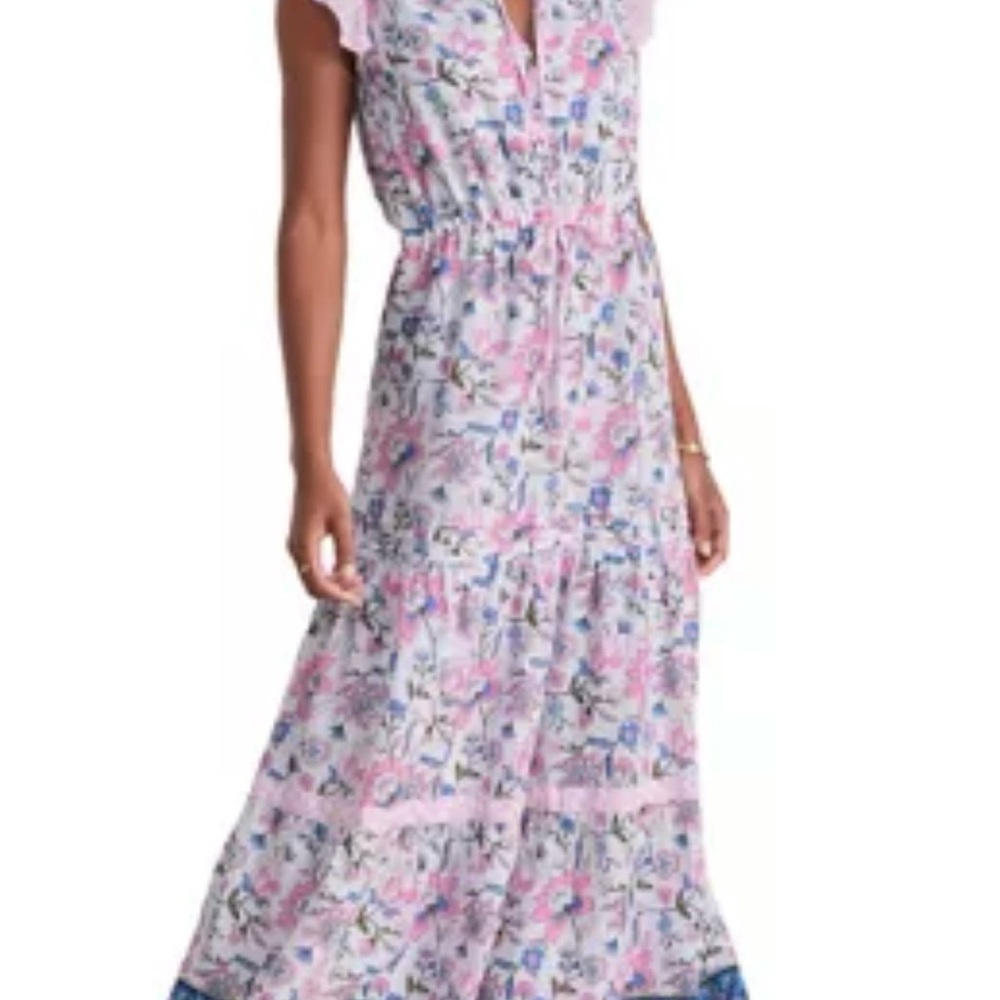 Vineyard Vines Pink and Blue Floral Maxi Dress